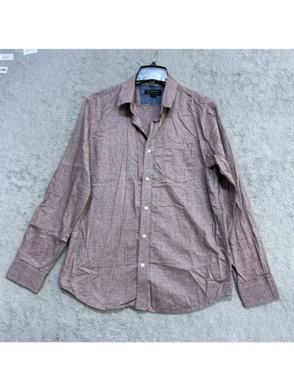 Banana Republic Men's M Stretch Button-Up Shirt Textured Mauve B1341